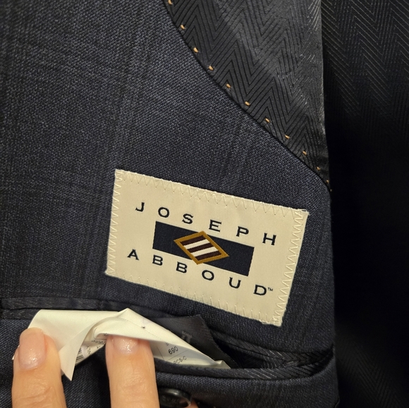 Joseph Abboud 2pc Suit Blue/Gray Plaid 48R/42 W 100% Italian Wool Mint - Picture 3 of 12